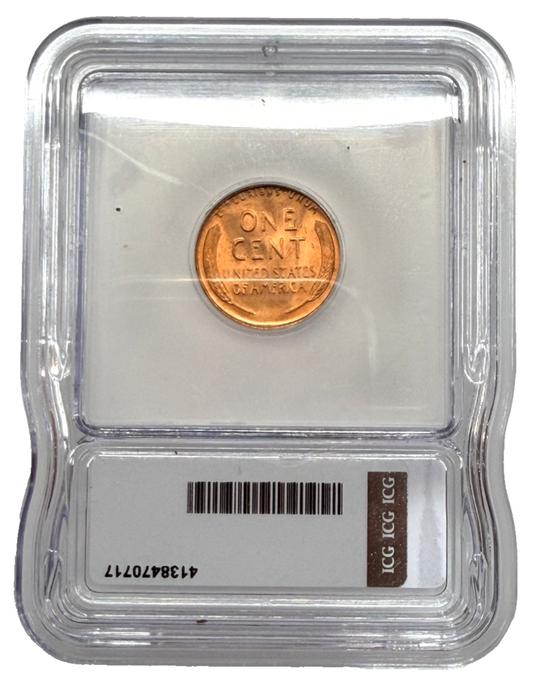 1942-D Brilliant Uncirculated Wheat Cent ICG MS65 Bright Red Shiny Copper Penny