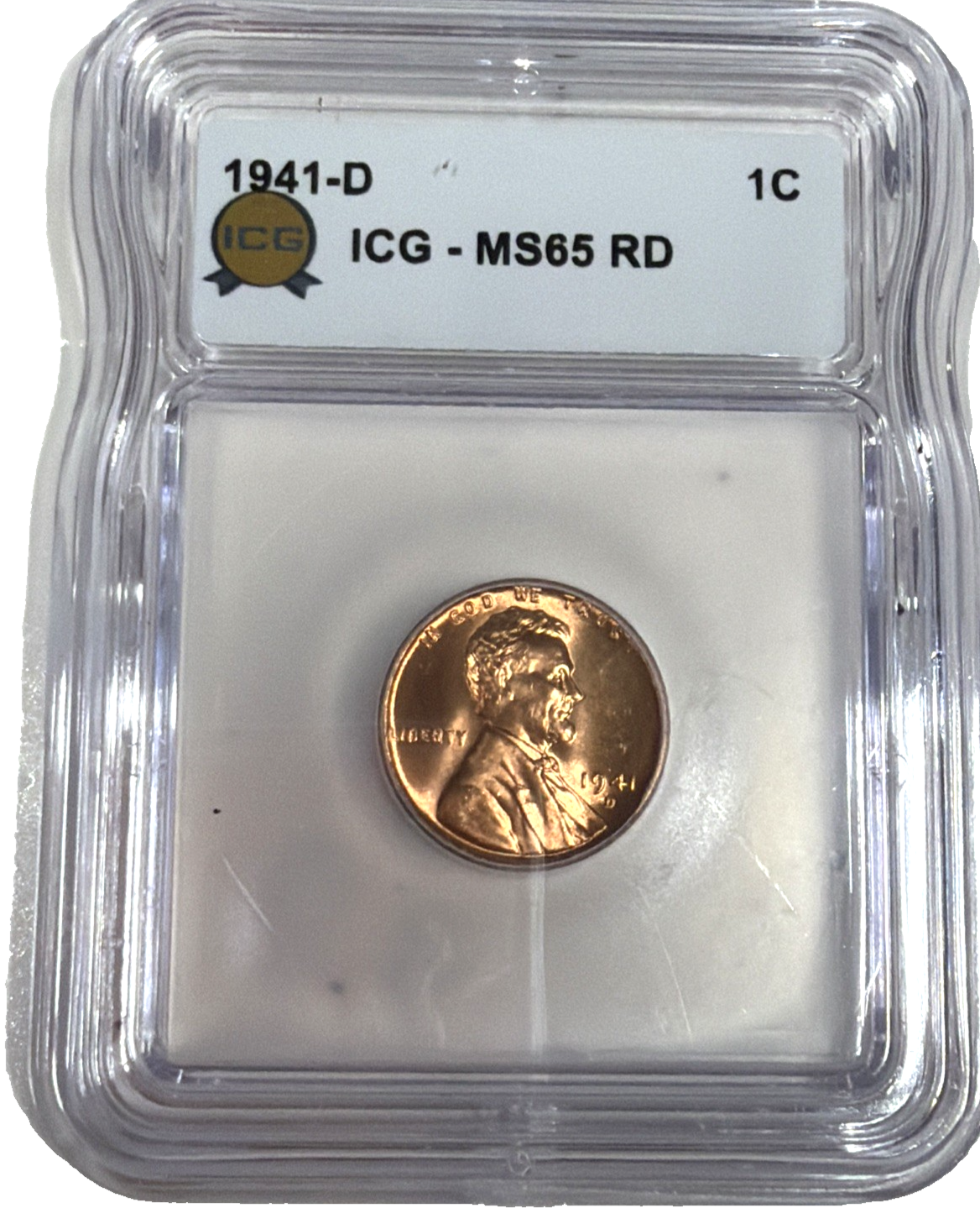 1941-D Brilliant Uncirculated Wheat Cent ICG MS65 Bright Red Shiny Copper Penny