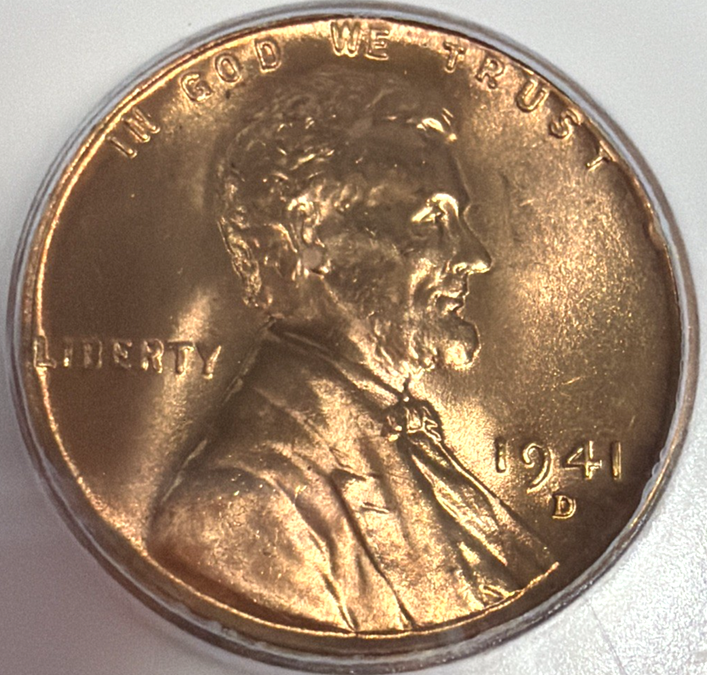 1941-D Brilliant Uncirculated Wheat Cent ICG MS65 Bright Red Shiny Copper Penny