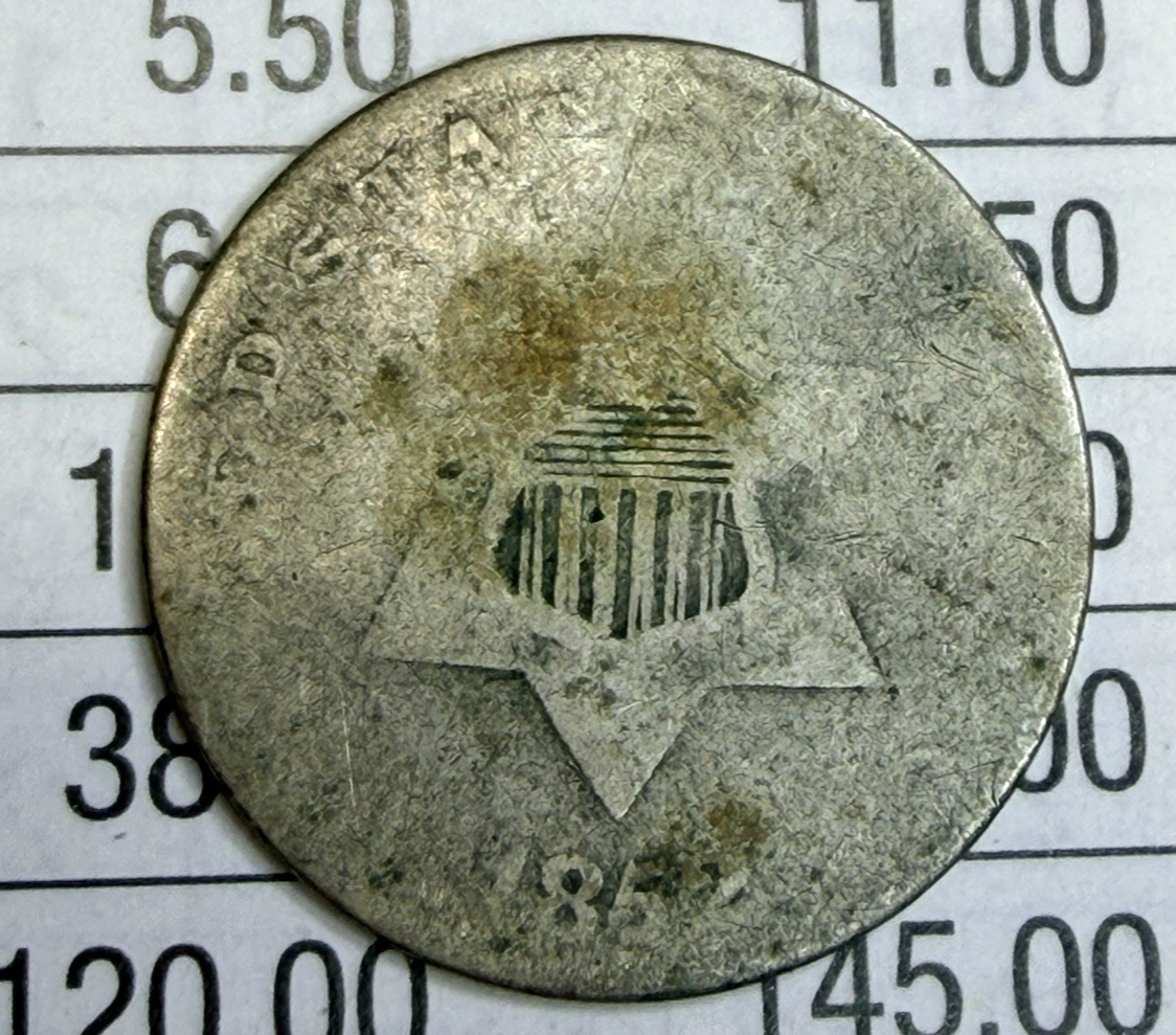 1852 Silver Three Cent Piece • Type 1 • G4 Appearance • Album Filler Better Date