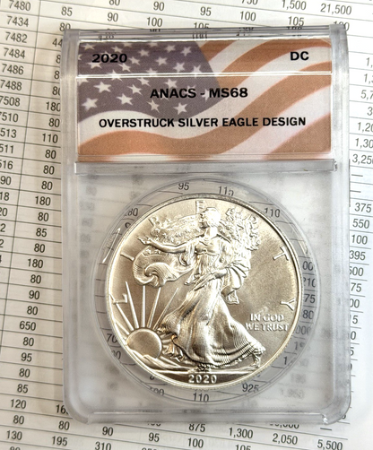 2020 Daniel Carr COVID Pandemic Overstruck .999 Silver Eagle Design ANACS MS 68