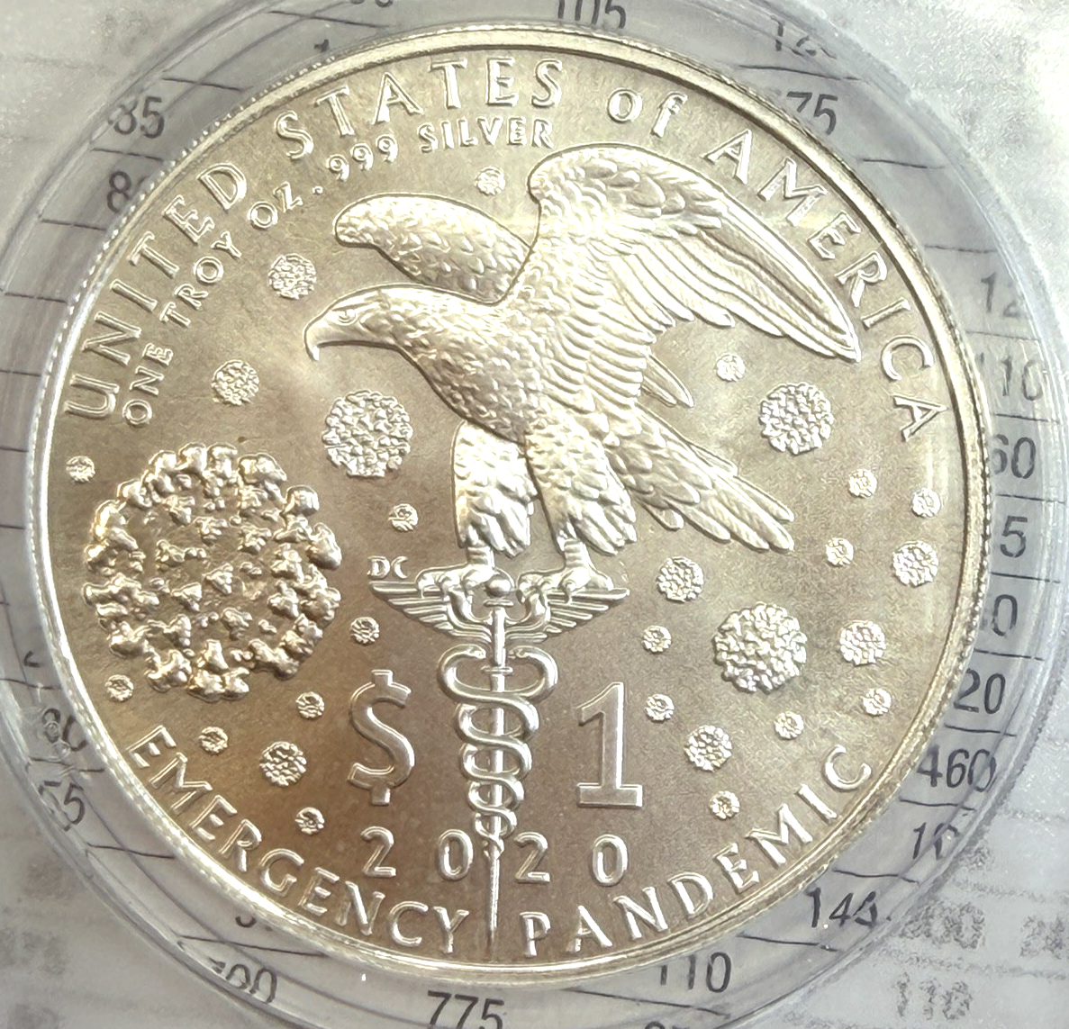 2020 Daniel Carr COVID Pandemic Overstruck .999 Silver Eagle Design ANACS MS 68
