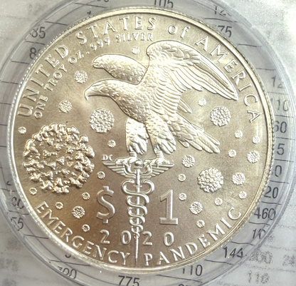2020 Daniel Carr COVID Pandemic Overstruck .999 Silver Eagle Design ANACS MS 68