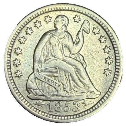 1853 Liberty Seated Half Dime WITH ARROWS 90% Silver AU/XF Features Bright Shiny