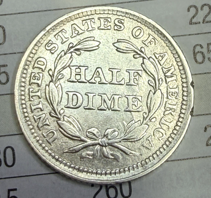 1853 Liberty Seated Half Dime WITH ARROWS 90% Silver AU/XF Features Bright Shiny