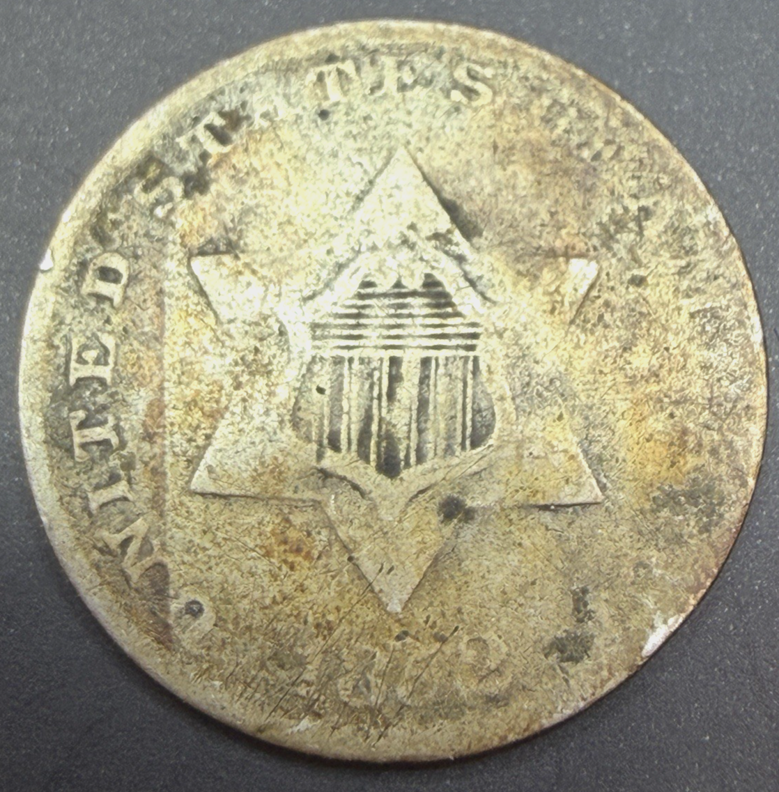 1852 Three Cent Silver Piece Trime, Type 1, Star Obverse Without Border 3C Coin