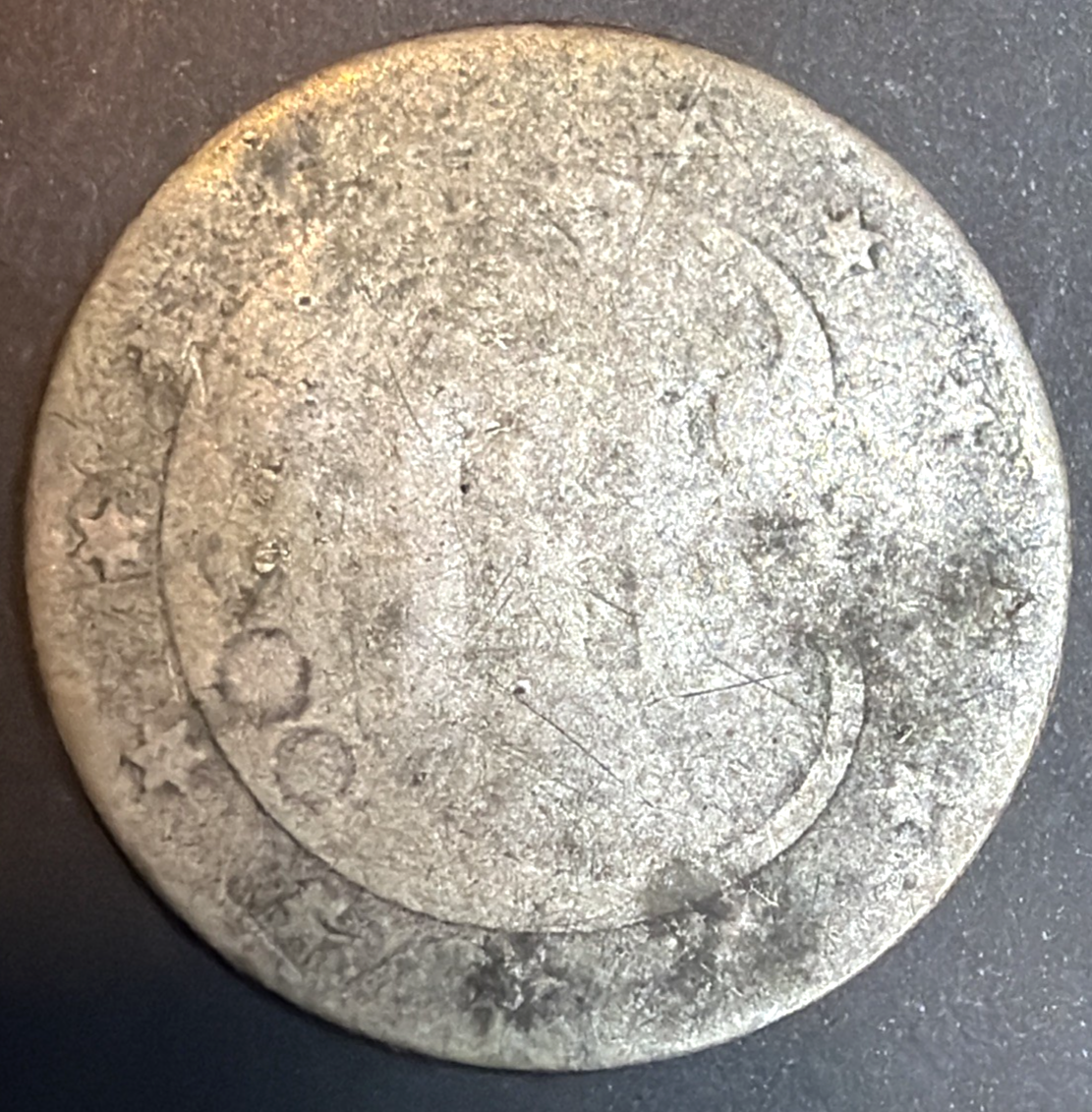 1852 Three Cent Silver Trime, AG at best, Type 1, Star Obverse No Border 3C Coin