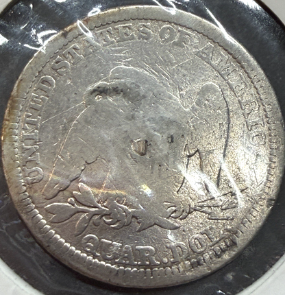 1858 Seated Liberty Quarter 90% Silver Pre-Civil War Liberty Fine Obverse Coin