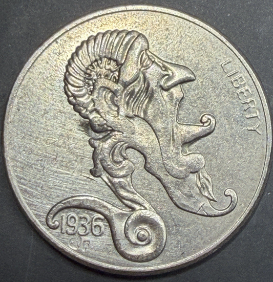 1936 Hobo Nickel -  "Salvadore Dali-esque" - Genuine Buffalo Nickel