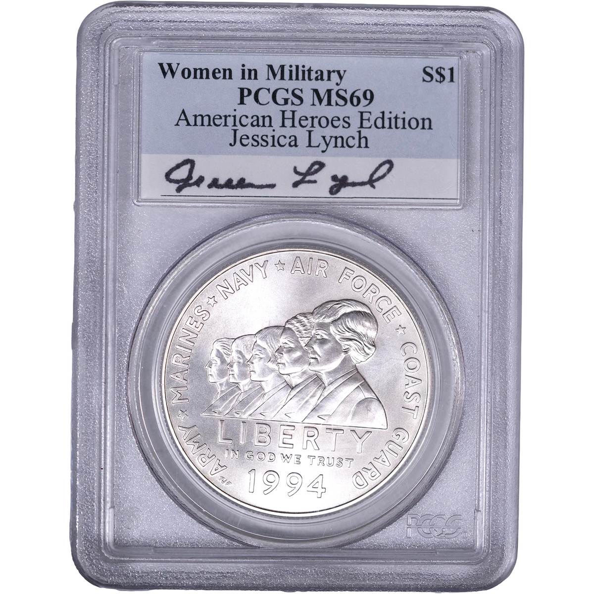 1994 W Women in the Military Commemorative Silver Dollar MS69 PCGS Jessica Lynch
