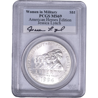 1994 W Women in the Military Commemorative Silver Dollar MS69 PCGS Jessica Lynch