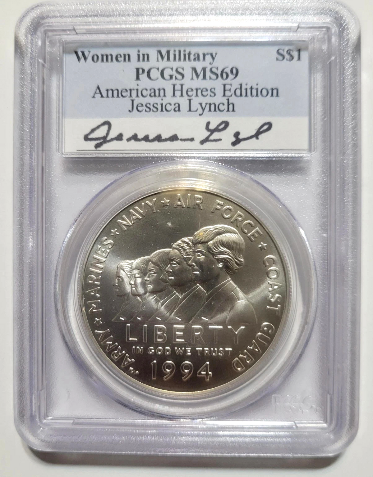 1994 W Women in the Military Commemorative Silver Dollar MS69 PCGS Jessica Lynch