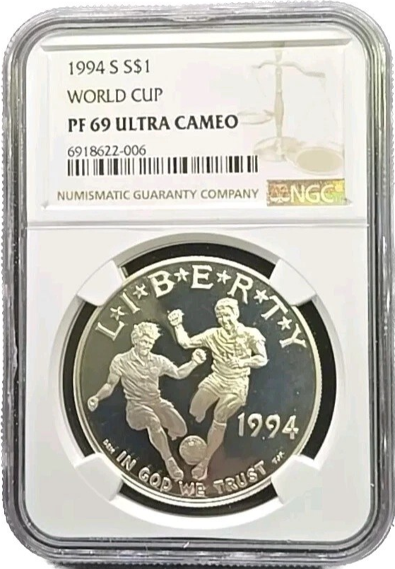 ✅ 1994 S WORLD CUP Soccer NGC PF69 ULTRA CAMEO 90% Silver $1 Dollar Coin