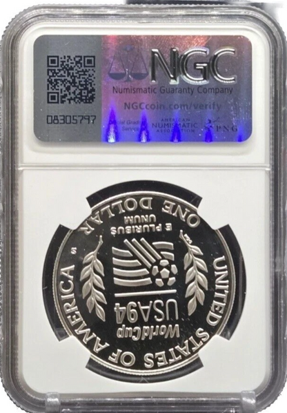 ✅ 1994 S WORLD CUP Soccer NGC PF69 ULTRA CAMEO 90% Silver $1 Dollar Coin