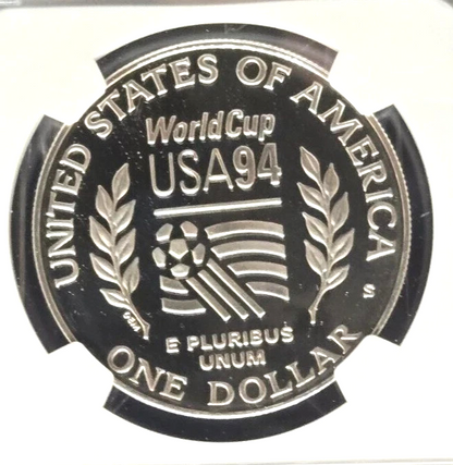 ✅ 1994 S WORLD CUP Soccer NGC PF69 ULTRA CAMEO 90% Silver $1 Dollar Coin