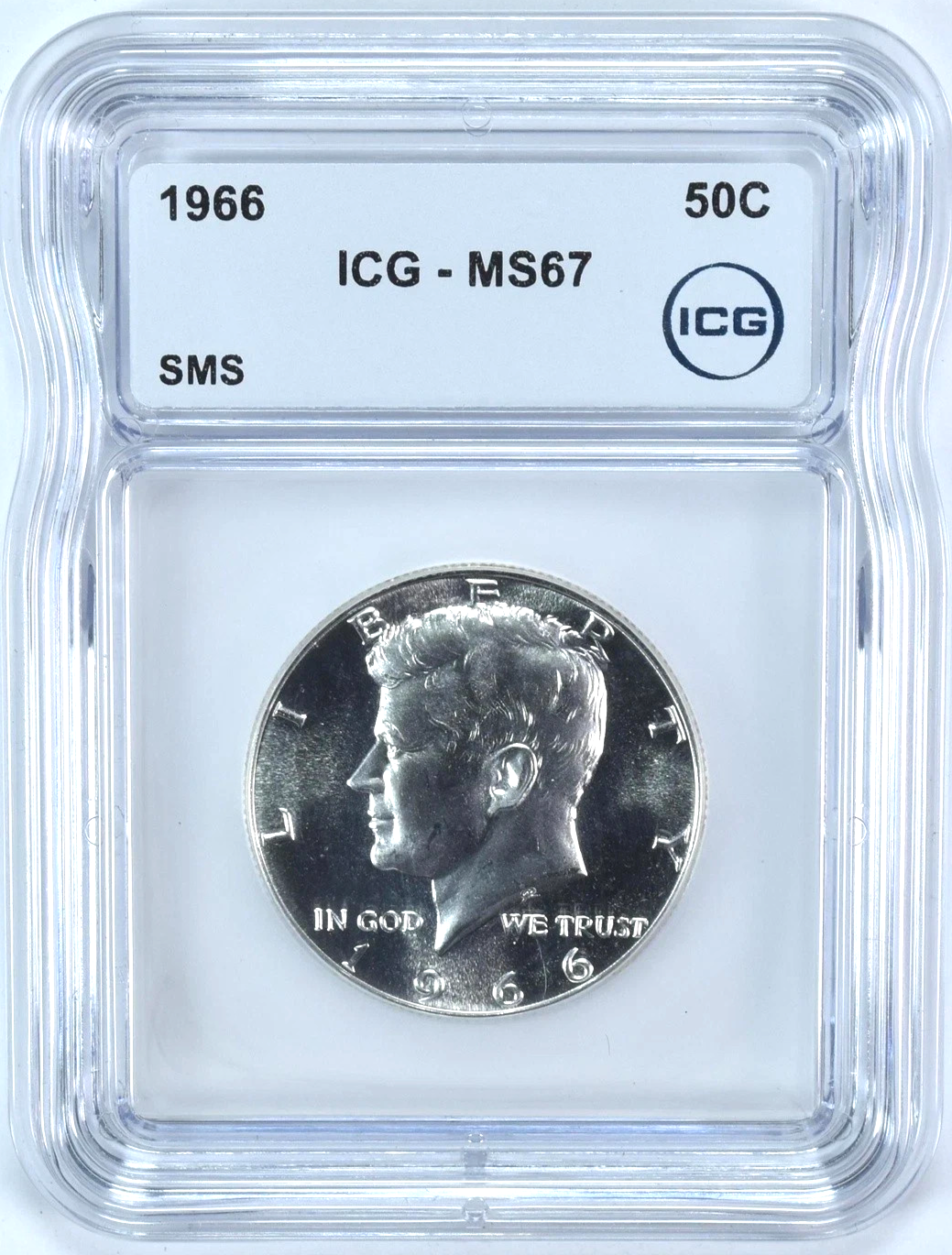 1966 Kennedy Half Dollar SMS MS67 ICG 40% SILVER Proof-Like Shiny Coin