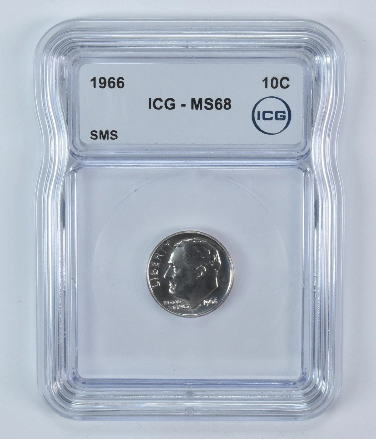 1966 Roosevelt Dime SMS MS68 ICG Graded 10c Coin