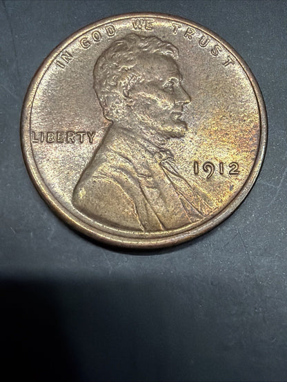 TONER 1912 P Lincoln Wheat Cent BU/MS/AU Interesting Colors Early Copper Penny