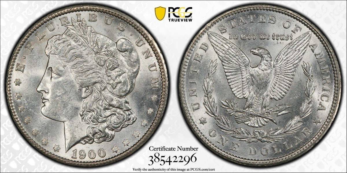 1900 Morgan Silver Dollar PCGS MS62 90% $1 Coin TrueView Image SHARP STRIKE