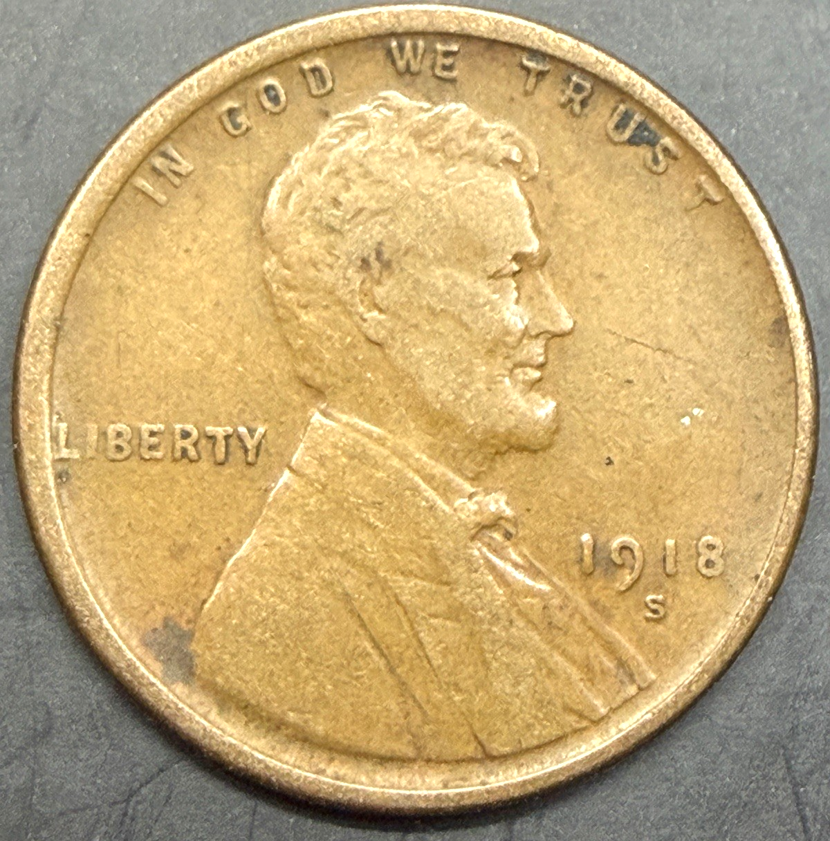 1918-P-D-S Lincoln Wheat Cents - Denver is Mint Error WOODY Improper Alloy F-VF+