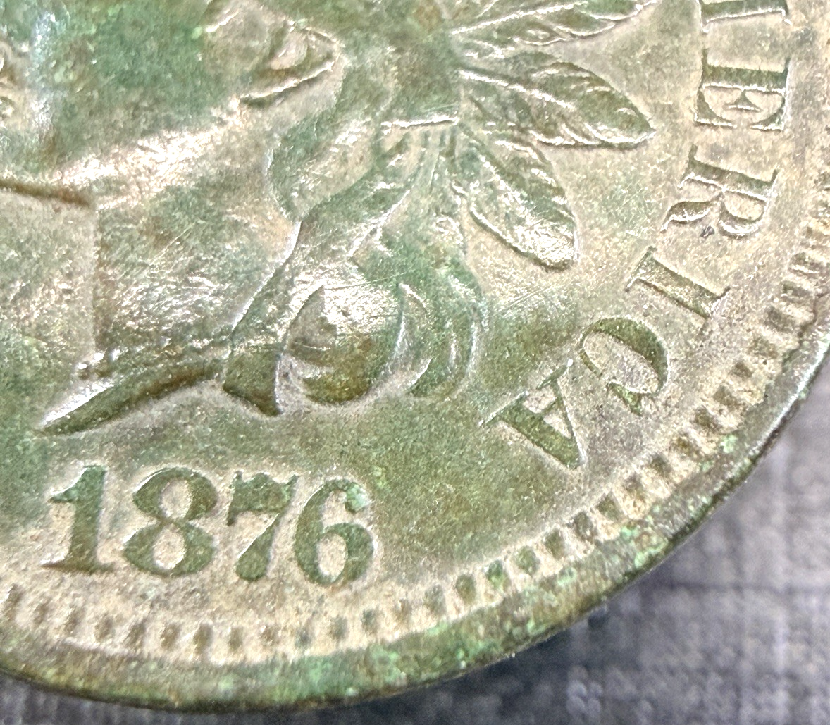 1876 Indian Head Cent Penny AU Appearance Copper Coin Semi-KEY DATE