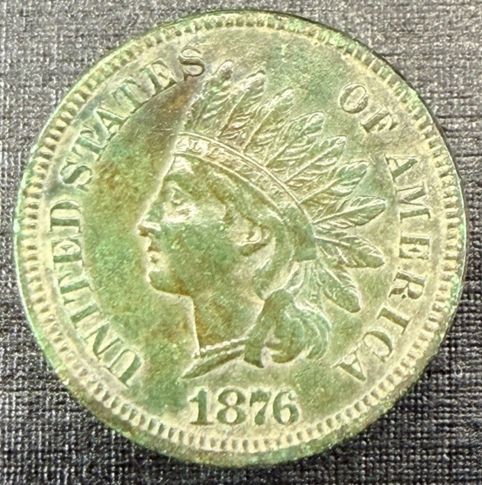 1876 Indian Head Cent Penny AU Appearance Copper Coin Semi-KEY DATE