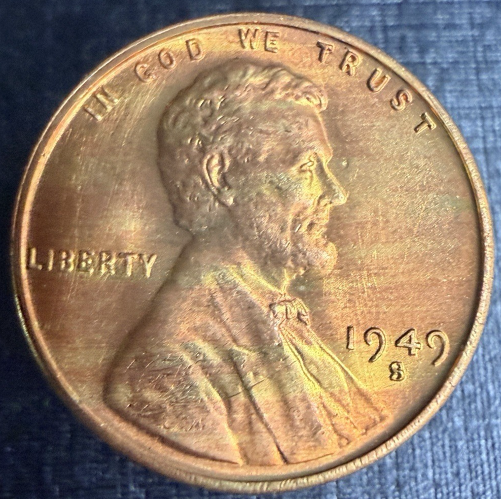 1949 S ✅ ERROR COIN Lincoln Wheat Cent BU Uncirculated IMPROPER ALLOY MIX