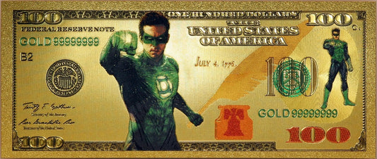 🔥$100 "GREEN LANTERN" DC Comics Novelty 24K Gold Foil Plated Bill July 4, 1776
