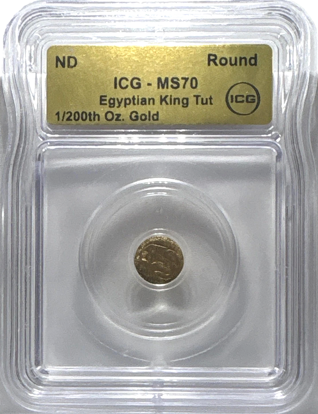 ICG MS70 Egyptian King Tut Gold Round 1/200th oz Special Graded Label