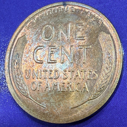 1926 Lincoln Wheat Cent Penny BU Uncirculated Rainbow Toned US Coin