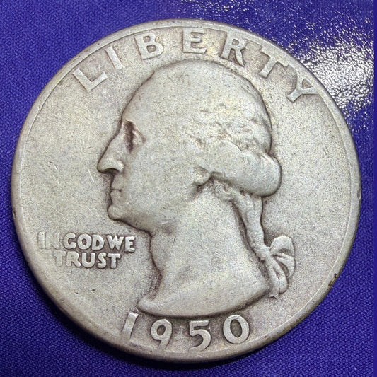 1950-S Washington Quarter 25c F Fine 90% Silver San Francisco Mint US Coin