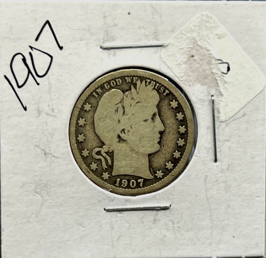 1907 Barber 90% Silver Quarter 25c Very Collectible Coin