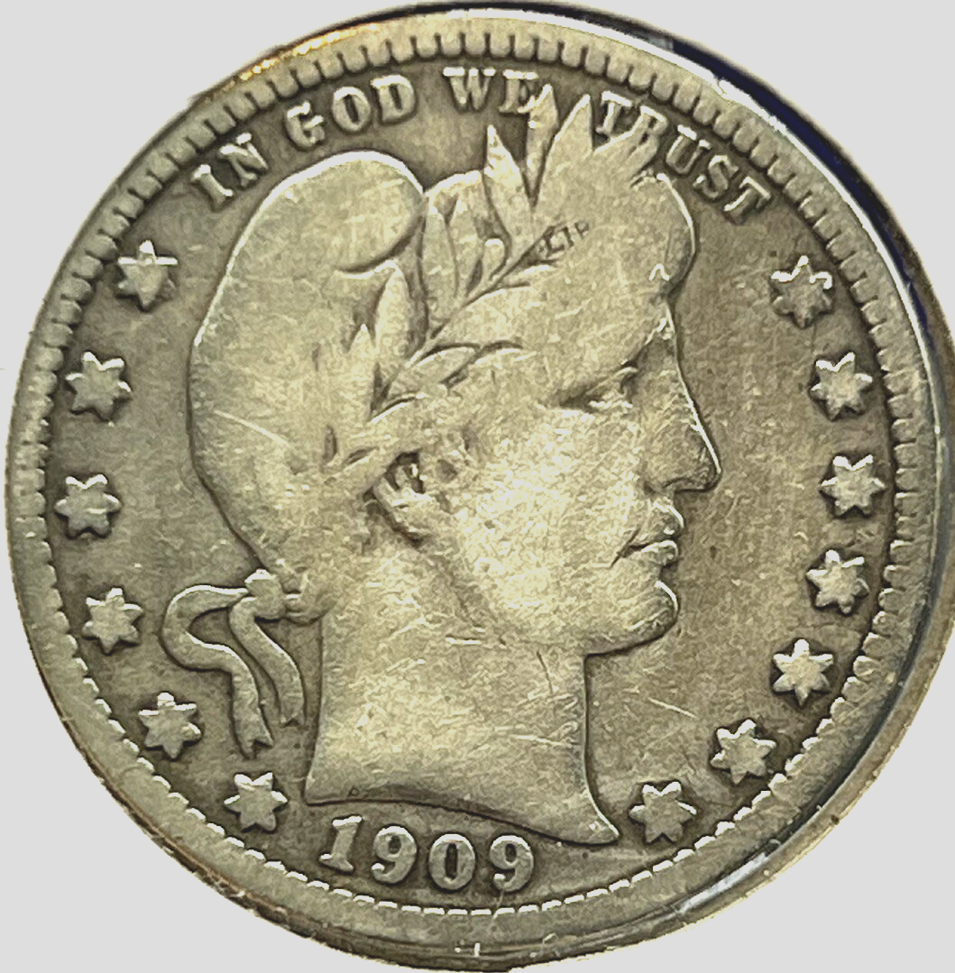1909-D Barber 90% Silver Quarter 25c Lower Mintage Collectible Coin