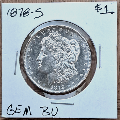 1878-S Morgan 90% Silver Dollar Gem Shiny, Bright, Well Struck Coin 1st Year $1