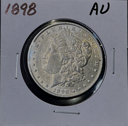 1898 AU Morgan Silver Dollar Shiny Well Struck Strong AU Features $1 Coin