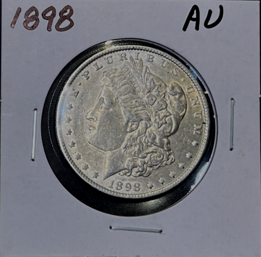 1898 AU Morgan Silver Dollar Shiny Well Struck Strong AU Features $1 Coin