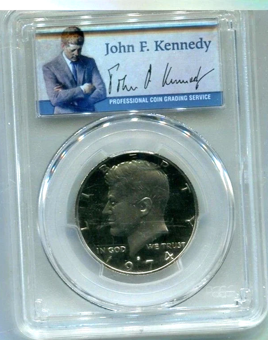 1974 S Kennedy Half Dollar 50c Coin PCGS PR69DCAM PORTRAIT SIGNATURE LABEL