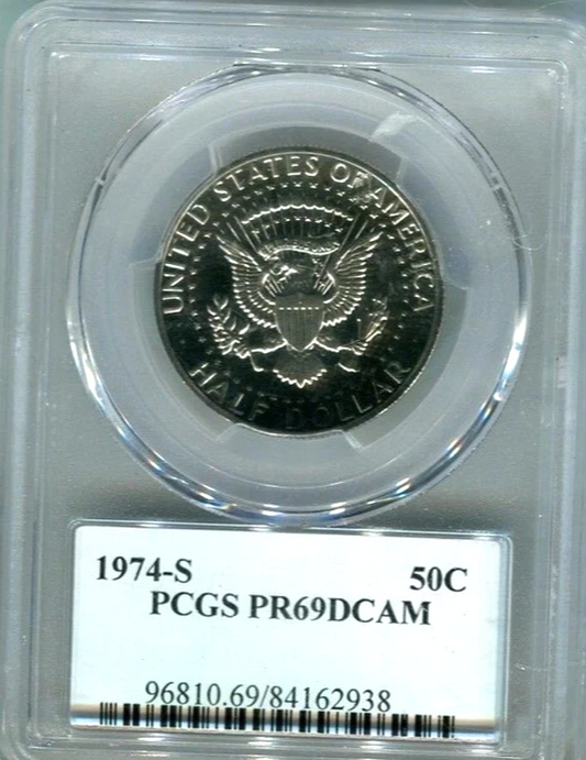 1974 S Kennedy Half Dollar 50c Coin PCGS PR69DCAM PORTRAIT SIGNATURE LABEL