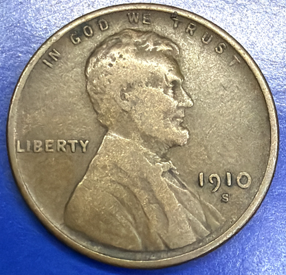 1910 S Lincoln Wheat Cent F-VF Features SEMI-KEY DATE Low Mintage Coin 1374