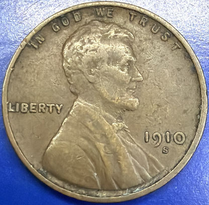 1910 S Lincoln Wheat Cent FINE Features SEMI-KEY DATE Low Mintage Coin 1375
