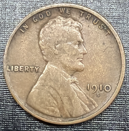 1910 S Lincoln Wheat Cent F-VF Features SEMI-KEY DATE Low Mintage Coin 1468
