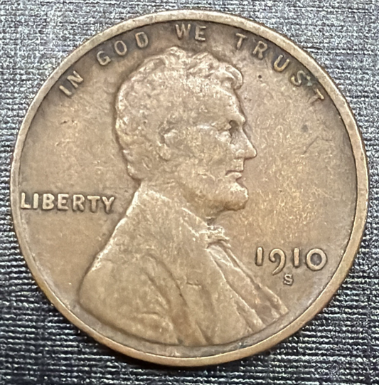 1910 S Lincoln Wheat Cent F-VF Features SEMI-KEY DATE Low Mintage Coin 1468