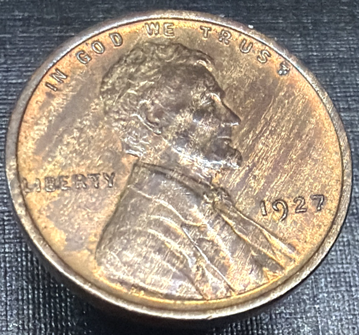 BU 1927 Lincoln Wheat Cent WOODY Alloy Mix ERROR COIN RED BROWN 1c Penny