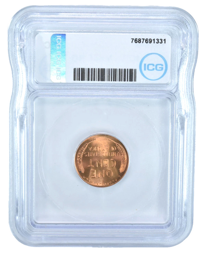 1945-S Lincoln Wheat Cent MS66 RD ICG Graded Post WWII Red Shiny Penny 1c Coin