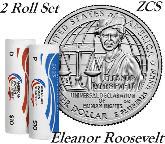 2023 PD Eleanor Roosevelt American Women Quarters 2 Roll Set US Mint Packaging