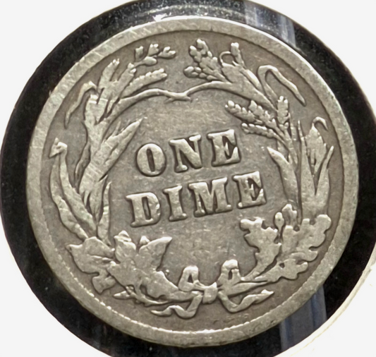 1904 Barber Dime 90% Silver VF Features, partial Liberty, CCW Die Rotation Error