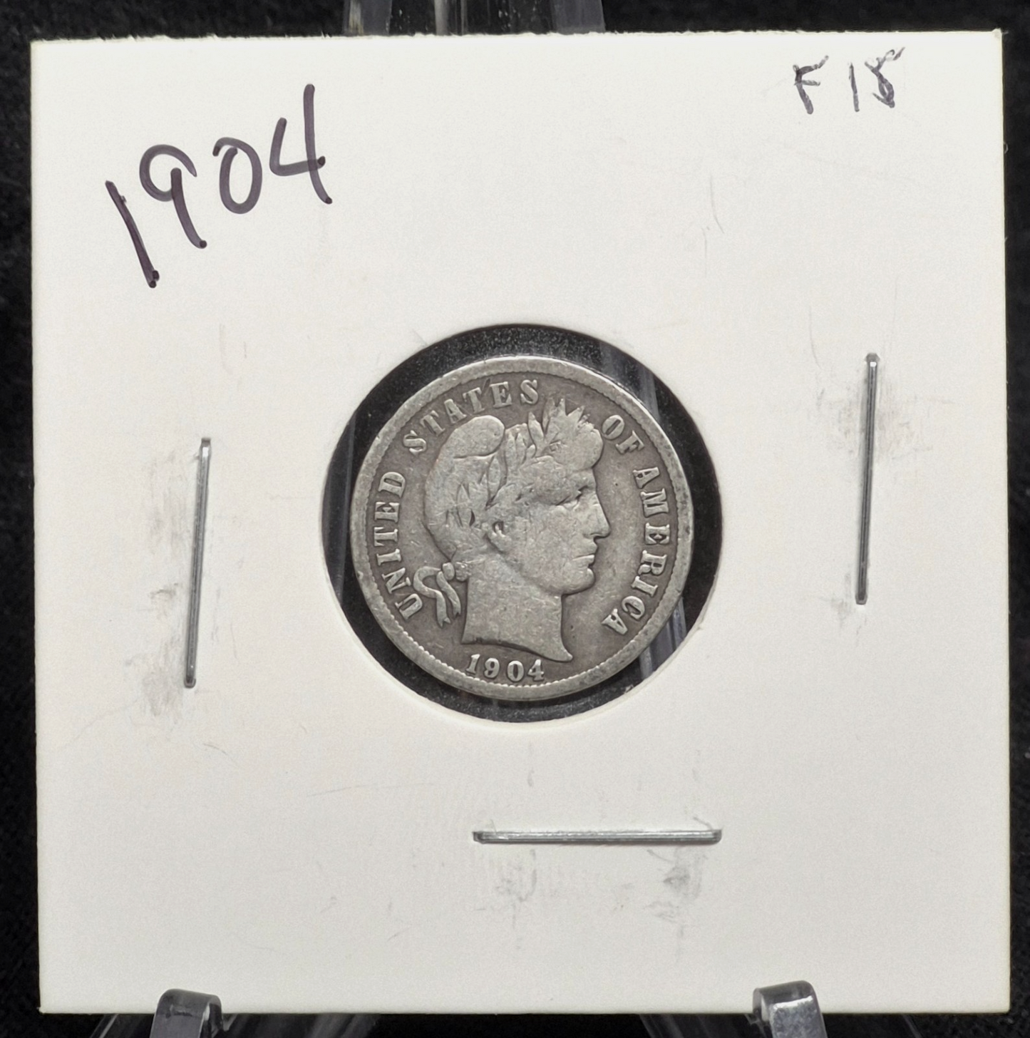 1904 Barber Dime 90% Silver VF Features, partial Liberty, CCW Die Rotation Error