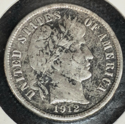 1912 P Barber Dime Die Rotation 🥈90% Silver🥈 Fine Features 10C