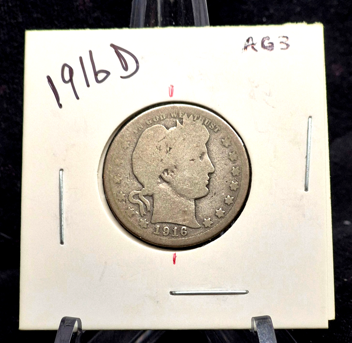 1916 D Barber Quarter Rotated Die Error 90% SILVER Circulated Condition Last Yr