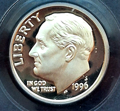 1996-S Roosevelt Dime PCGS High Grade PR69DCAM 90% Silver Series 32PR Coin 44A